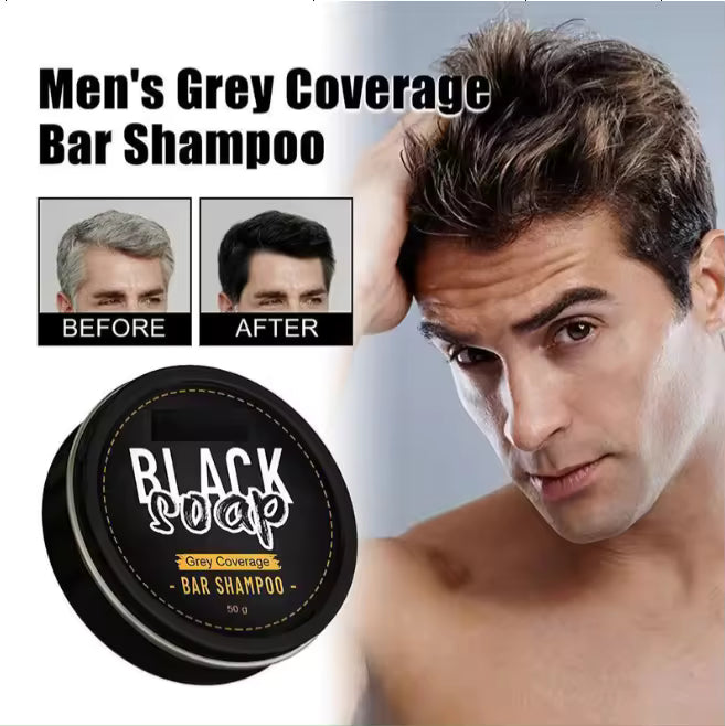 Black Shampoo Bar Soap For Men Hair and Beard Repair Soap Bar for Long Term Damage Control and Darke,Whit,Brown,Men's Hair Care