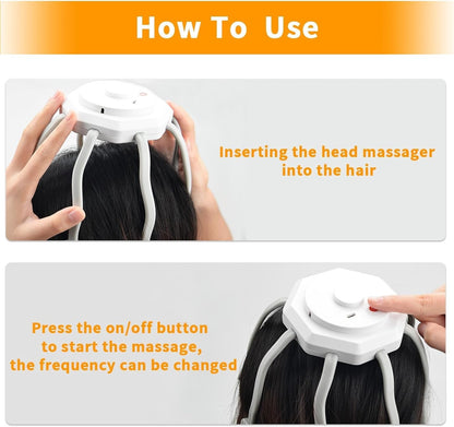 Hair Scalp Massager with 8 Vibrating Contacts